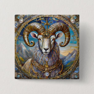 Zodiac - Aries The Ram 15 Cm Square Badge
