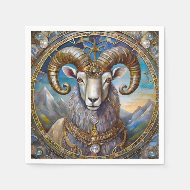 Zodiac - Aries The Ram Napkin (Front)