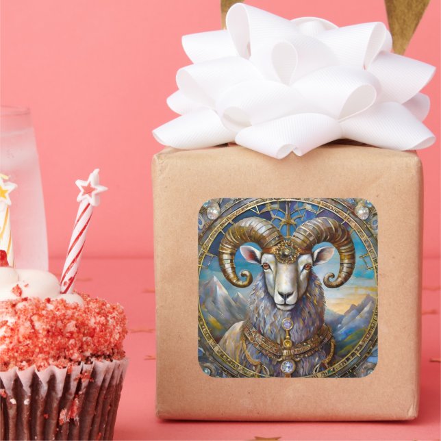 Zodiac - Aries The Ram Square Sticker (Party)