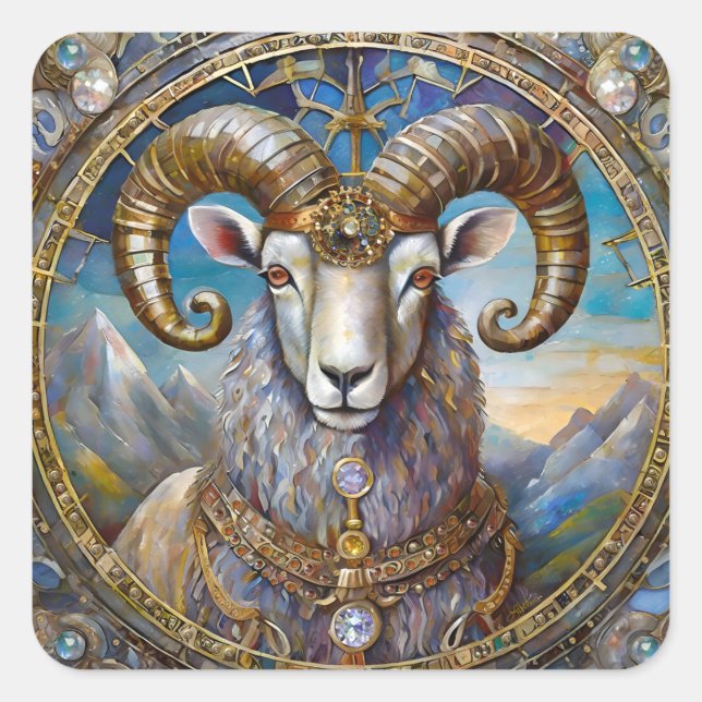 Zodiac - Aries The Ram Square Sticker (Front)