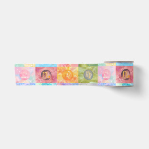 Zodiac Astrological Signs Birthday Art Satin Ribbon