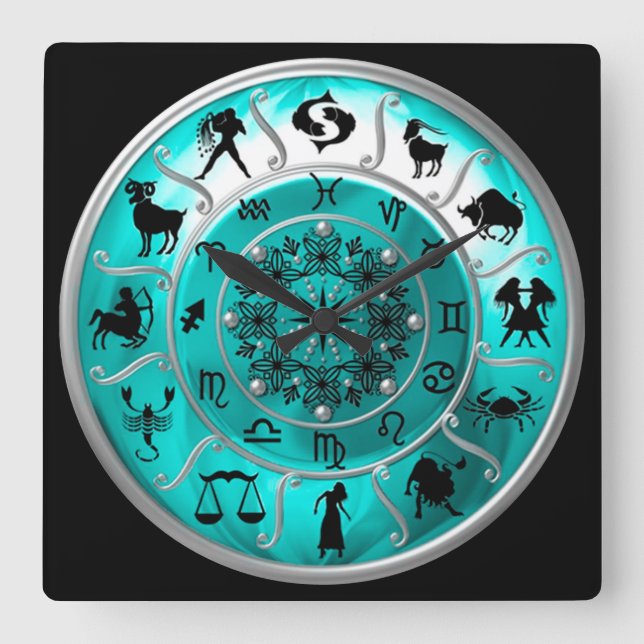 Zodiac ~ Astrological Signs ~ Horoscope ~ Square Wall Clock (Front)
