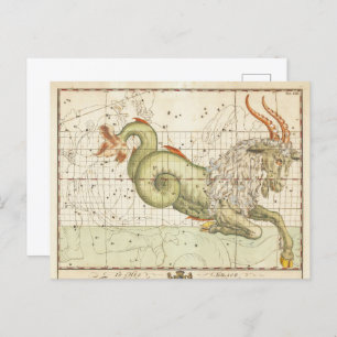Zodiac Astrology Capricorn Vintage Art Postcard