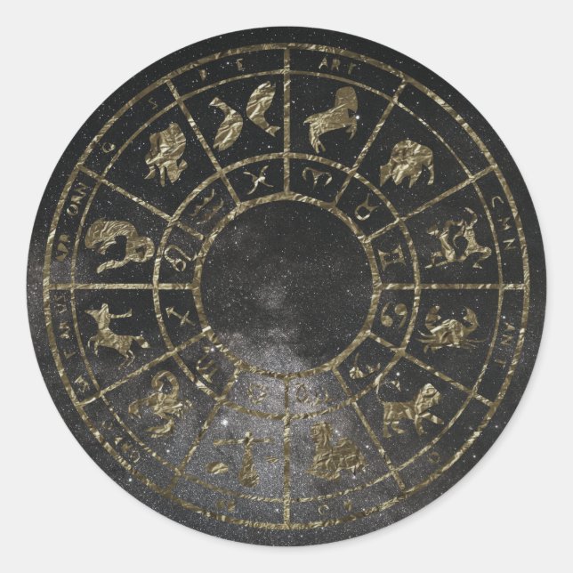 zodiac astrology gold stickers (Front)