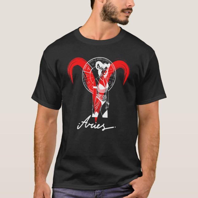 Zodiac Astrology Horoscope Gothic Aries T-Shirt (Front)
