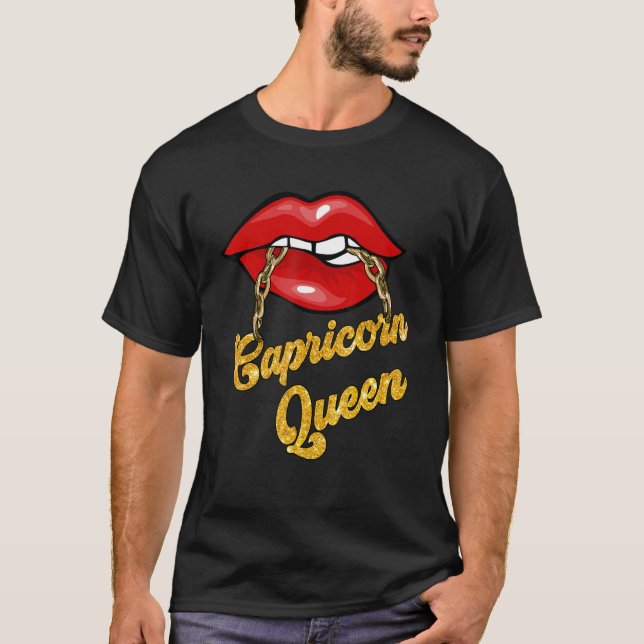 Zodiac Astrology  Lip Capricorn Queen December T-Shirt (Front)