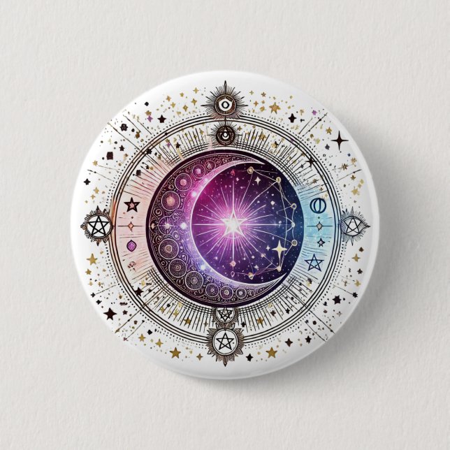 Zodiac astrology moon 6 cm round badge (Front)