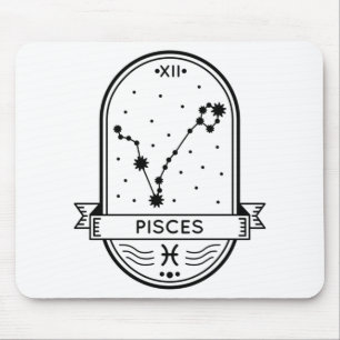 ZODIAC BADGE CONSTELLATION PISCES STROKE MOUSE MAT