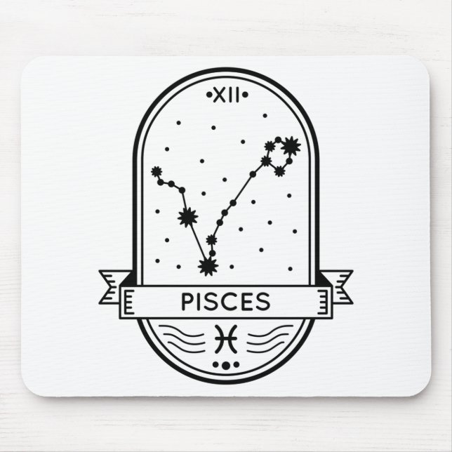 ZODIAC BADGE CONSTELLATION PISCES STROKE MOUSE MAT (Front)