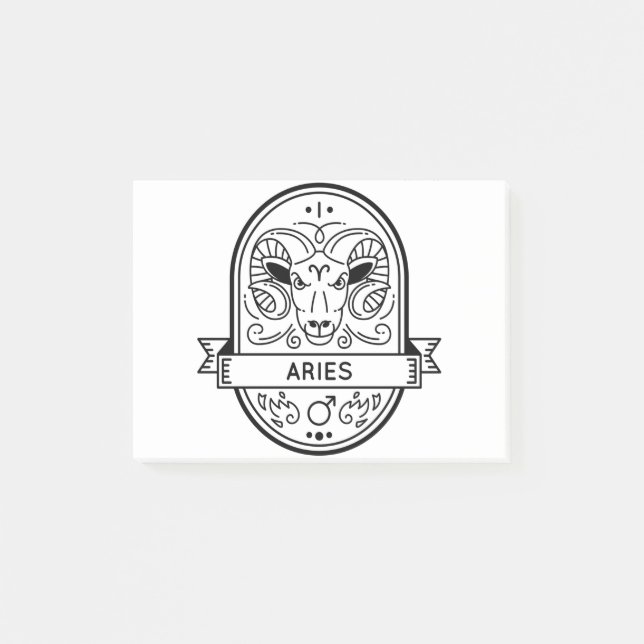 ZODIAC BADGE SYMBOL ARIES STROKE POST-IT NOTES (Front)