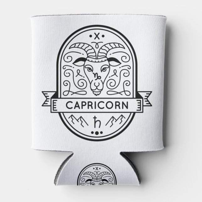 ZODIAC BADGE SYMBOL CAPRICORN STROKE CAN COOLER (Front)
