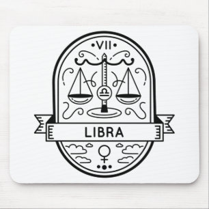 ZODIAC BADGE SYMBOL LIBRA STROKE MOUSE MAT