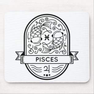 ZODIAC BADGE SYMBOL PISCES STROKE MOUSE MAT