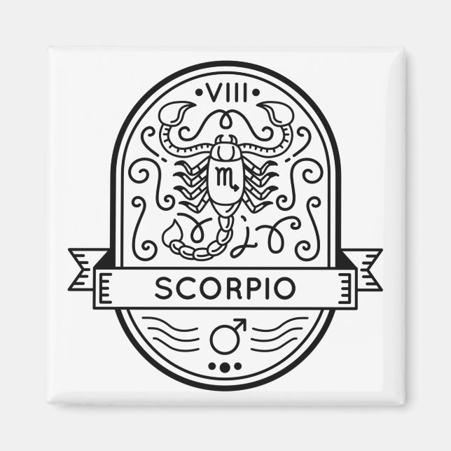 ZODIAC BADGE SYMBOL SCORPIO STROKE MAGNET (Front)
