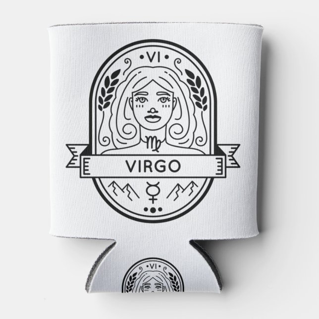 ZODIAC BADGE SYMBOL VIRGO STROKE CAN COOLER (Front)