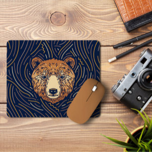 Zodiac Bear Portrait   Hand-drawn Bear Mousepad