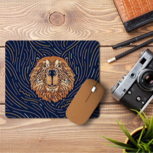Zodiac Beaver Brown   Hand-drawn Beaver Mousepad