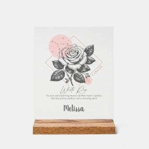Zodiac Birth Flower Personalized Cancer Gift Acrylic Sign