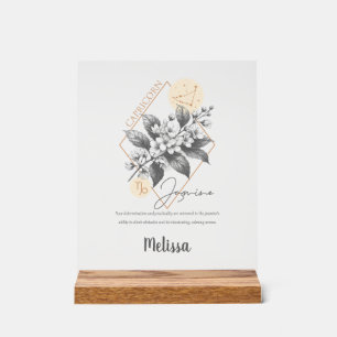 Zodiac Birth Flower Personalized Capricorn Gift Acrylic Sign