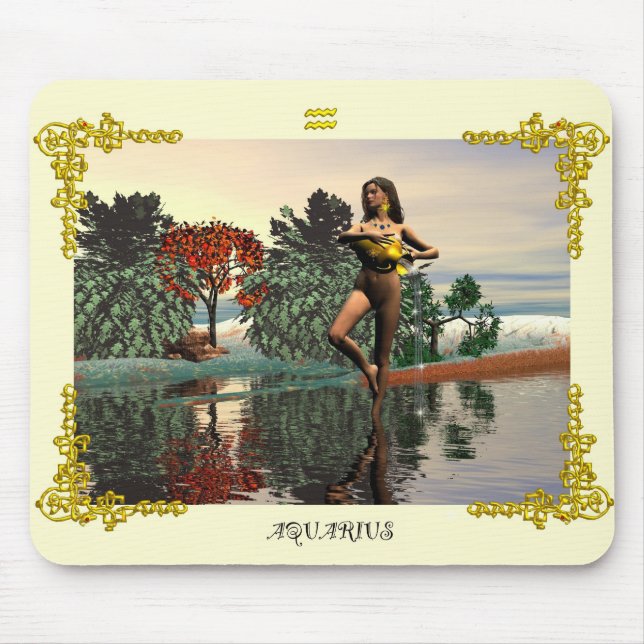 ZODIAC BIRTHDAY SIGNS / AQUARIUS MOUSE MAT (Front)