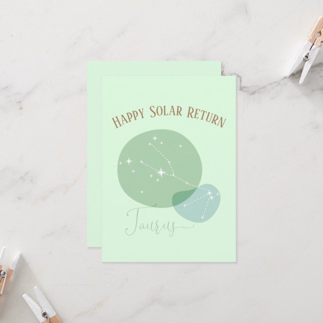 Zodiac Birthday Taurus Flat Card (Front/Back In Situ)