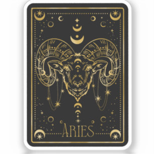 Zodiac Black & Gold Aries Astrological Sticker
