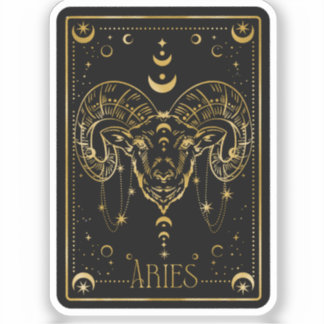 Zodiac Black & Gold Aries Astrological Sticker
