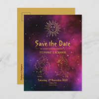 Zodiac Burgundy Gold Gemini Virgo Save the Date