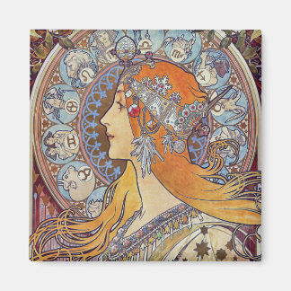Zodiac by Alphonse Mucha Magnet