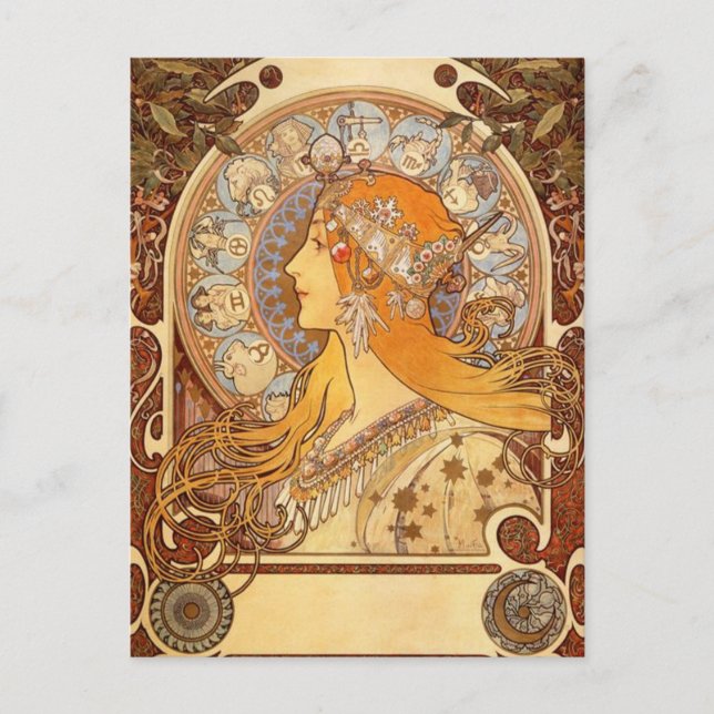 Zodiac by Alphonse Mucha Postcard (Front)