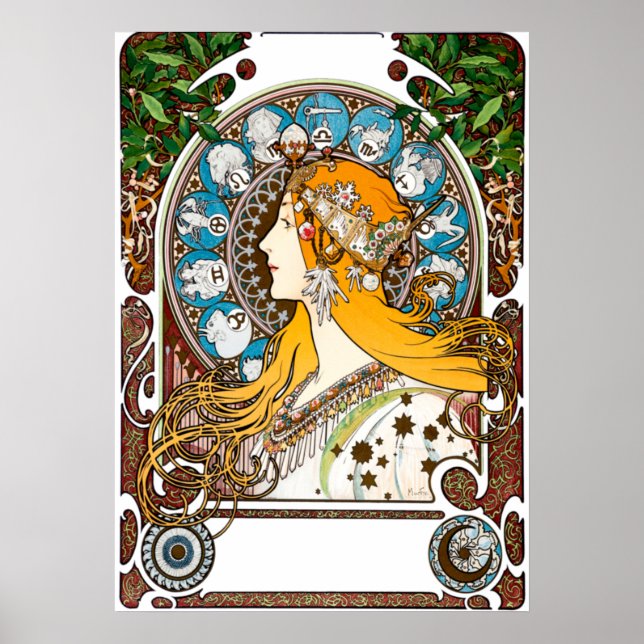Zodiac by Alphonse Mucha Poster (Front)