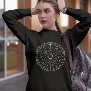 Zodiac Calendar Wheel   Astrology Constellations Sweatshirt