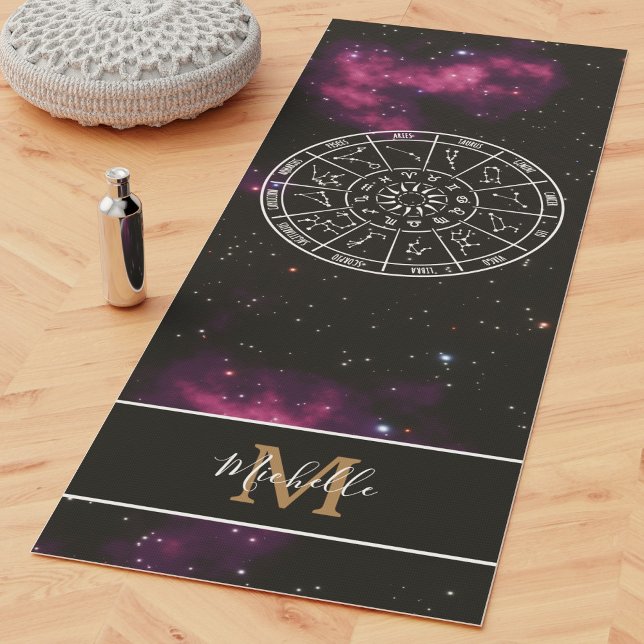 Zodiac Calendar Yoga Mat with Purple Nebula (Creator Uploaded)