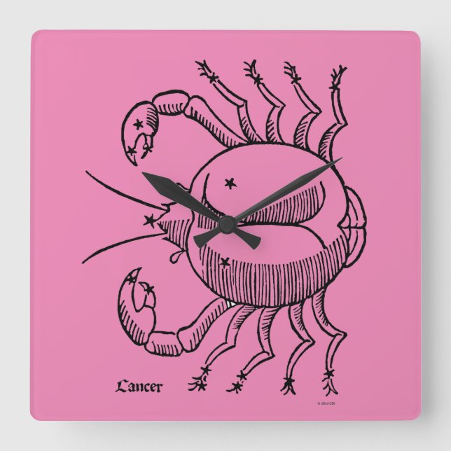 Zodiac: Cancer, 1482 Square Wall Clock (Front)