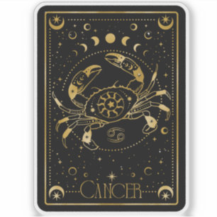 Zodiac Cancer Astrological Black & Gold Sticker