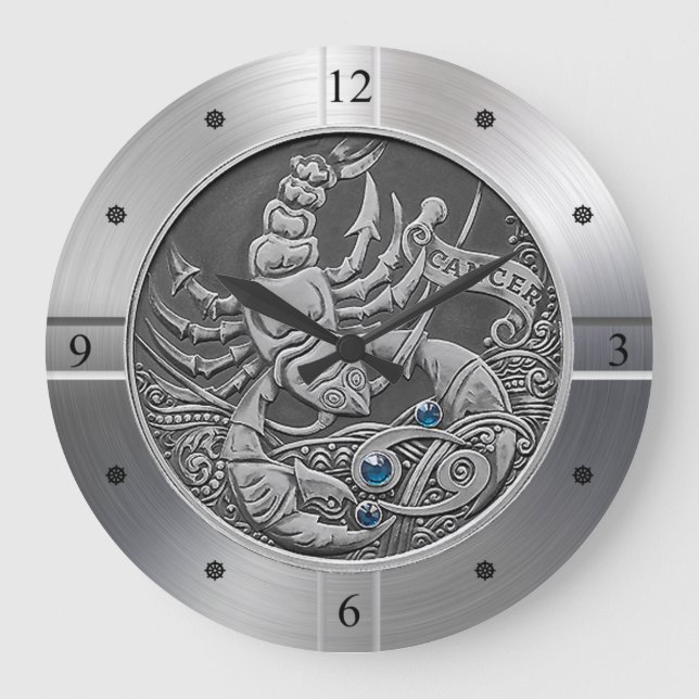 Zodiac ~ Cancer ~ Celestial ~ Western Astrology ~  Large Clock (Front)