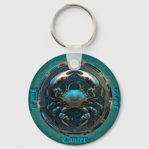 Zodiac Cancer Custom NAME, DATE Key Ring