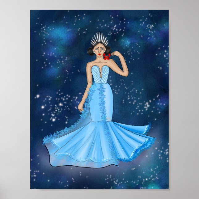 Zodiac Cancer Goddess Fashion Illustration Poster (Front)