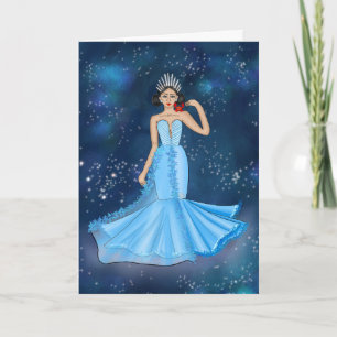 Zodiac Cancer Goddess Illustration Birthday Card