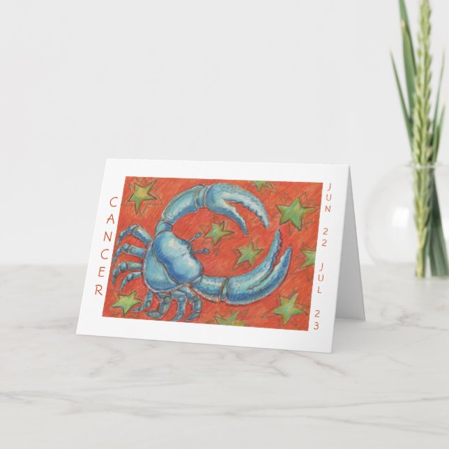 Zodiac Cancer 'Happy Birthday' white border Card (Front)