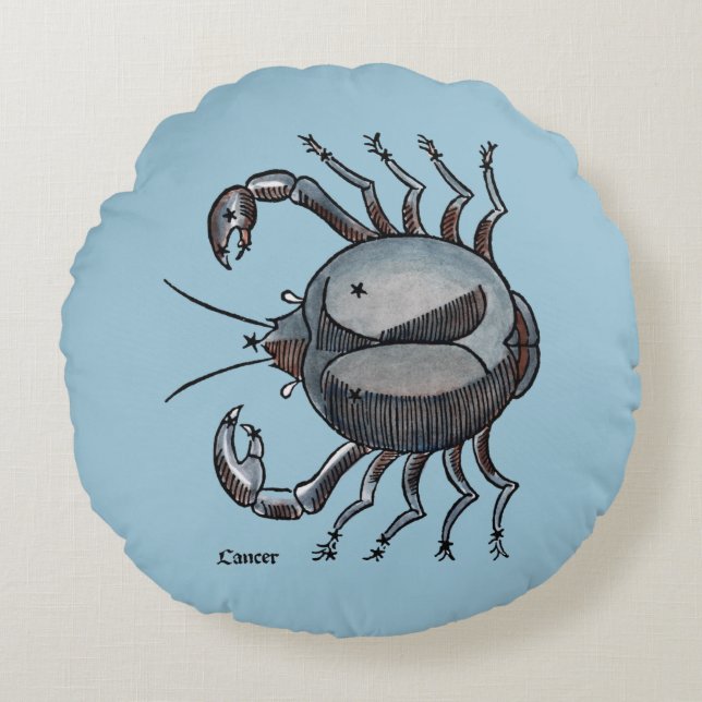 Zodiac: Cancer In Colour Round Cushion (Front)