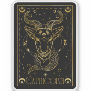 Zodiac Capricorn Astrology Black and Gold Sticker