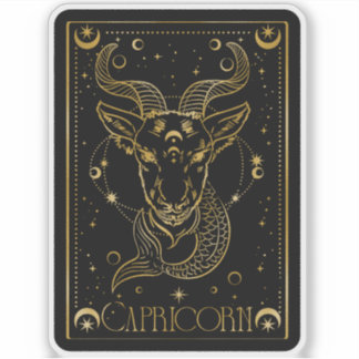 Zodiac Capricorn Astrology Black and Gold Sticker
