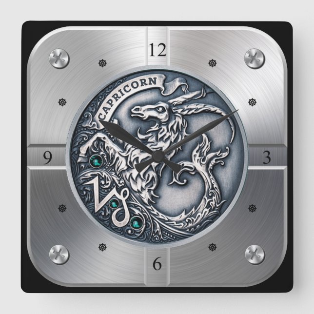 Zodiac ~ Capricorn ~ Celestial ~ Western Astrology Square Wall Clock (Front)