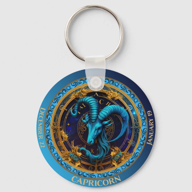 Zodiac Capricorn Customise NAME, DATE Key Ring (Front)