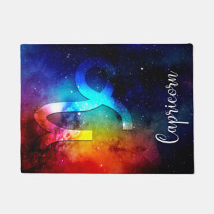 Zodiac : Capricorn Space Rainbow Doormat