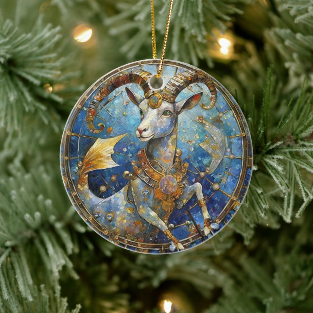 Zodiac - Capricorn the Sea Goat Ceramic Tree Decoration (Tree)