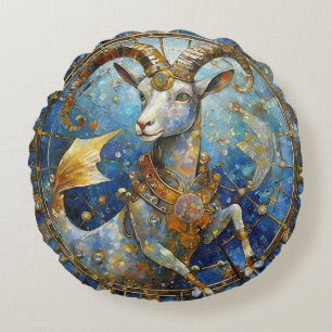 Zodiac - Capricorn the Sea Goat Round Cushion