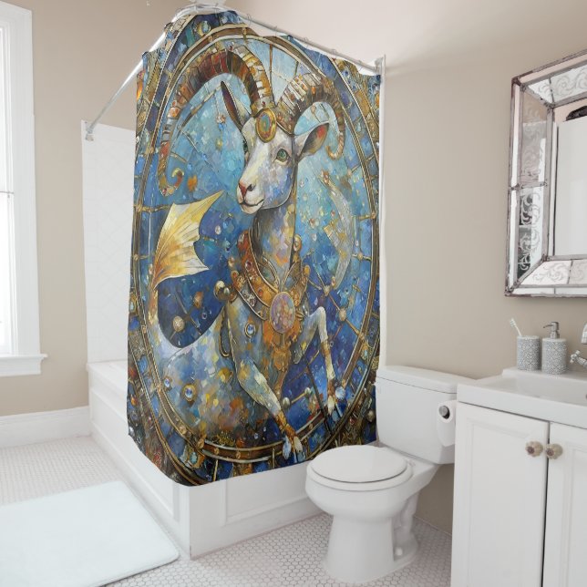 Zodiac - Capricorn the Sea Goat Shower Curtain (In Situ)