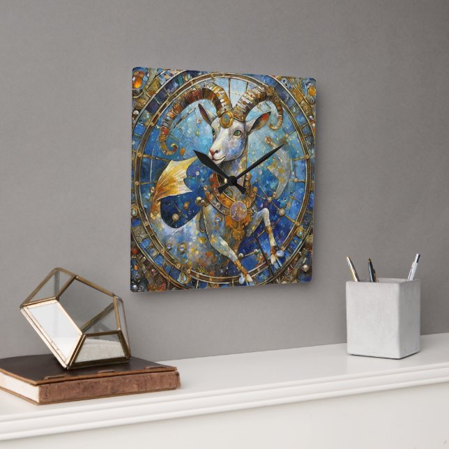 Zodiac - Capricorn the Sea Goat Square Wall Clock (Office)